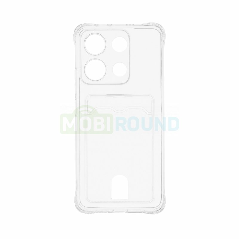 Силиконовый чехол противоударный для Xiaomi Redmi Note 13 4G (с картхолдером) прозрачный