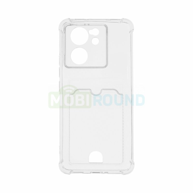 Силиконовый чехол противоударный для Xiaomi 13T 5G / 13T Pro 5G (с картхолдером) прозрачный