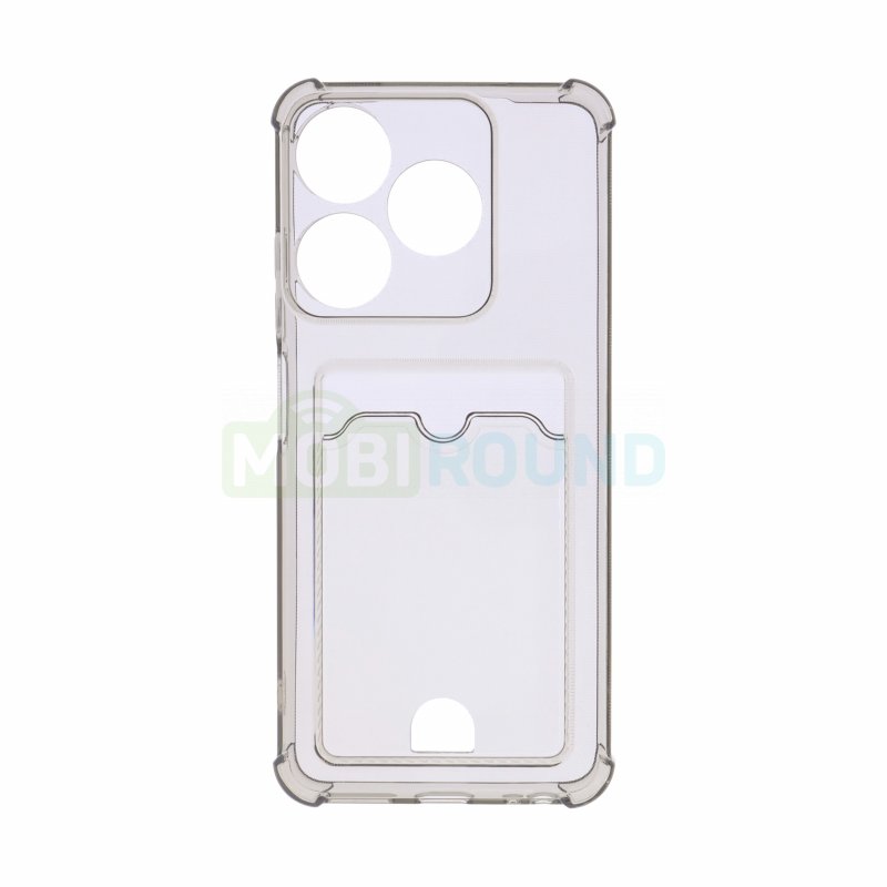 Силиконовый чехол противоударный для Tecno Spark 10 / Spark 10C (с картхолдером) черный