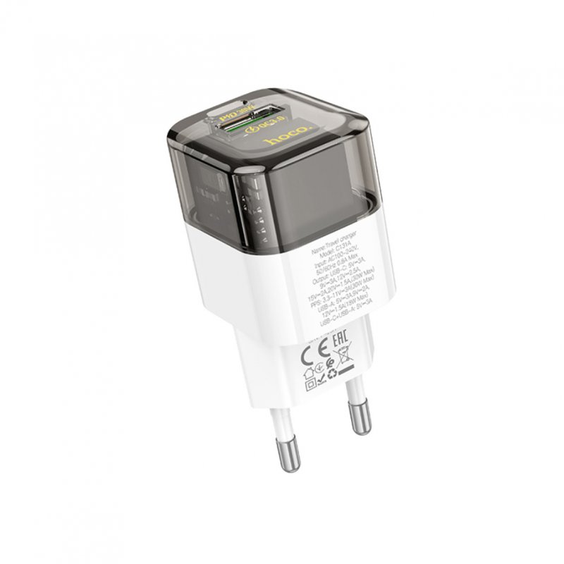 Сетевое зарядное устройство (СЗУ) Hoco C131A (USB/Type-C PD) 30 Вт/3 A, черный