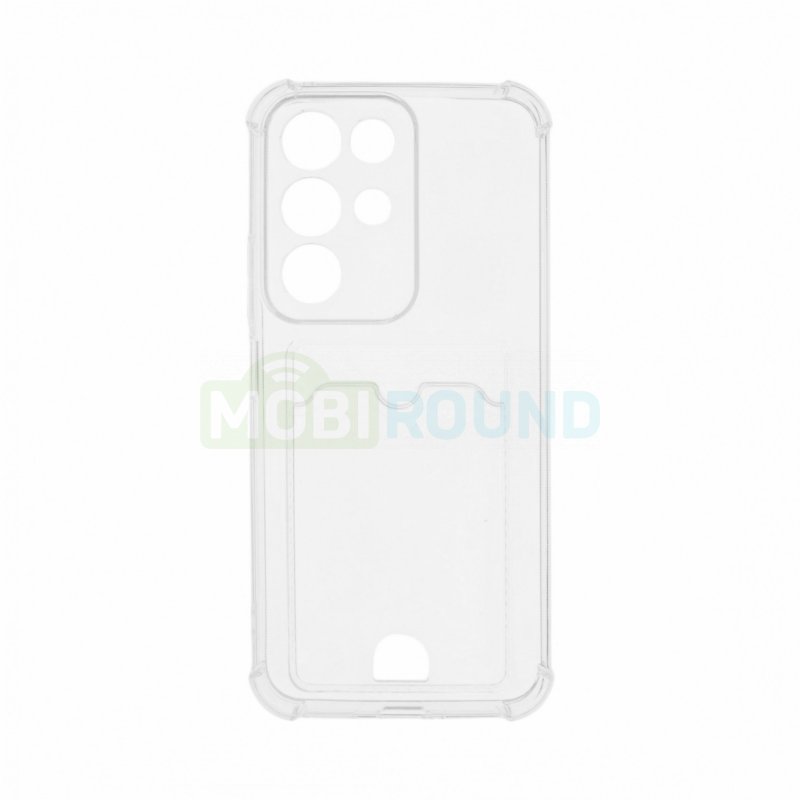 Силиконовый чехол противоударный для Realme C85 5G (с картхолдером) прозрачный