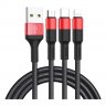 Дата-кабель Hoco X26 Xpress (3 в 1) USB-MicroUSB/Lightning/Type-C, 1 м