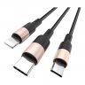 Дата-кабель Hoco X26 Xpress (3 в 1) USB-MicroUSB/Lightning/Type-C, 1 м