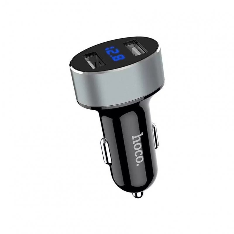 Автомобильное зарядное устройство (АЗУ) Hoco Z26 (2 USB) с дисплеем, 2.4 А, черный