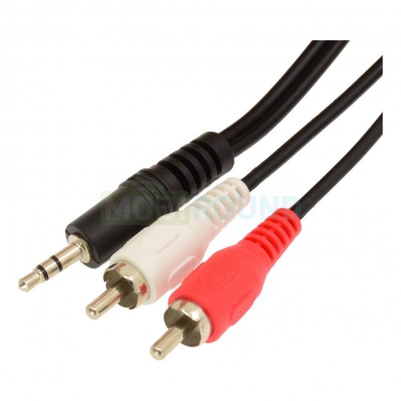 Аудиокабель 2RCA (тюльпан)-AUX 3.5 мм, 1.5 м