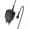 Сетевое зарядное устройство (СЗУ) Hoco C77A (2 USB) + кабель Type-C, 2.4 А
