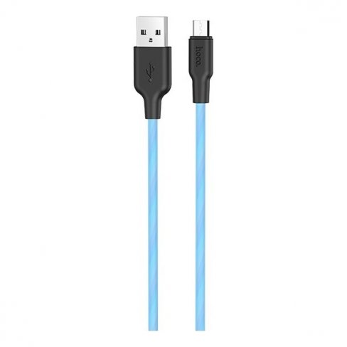 Дата-кабель Hoco X21 Plus USB-MicroUSB (высокопрочный / силикон), 1 м (синий с черным)