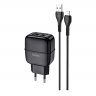 Сетевое зарядное устройство (СЗУ) Hoco C77A (2 USB) + кабель Lightning, 2.4 А