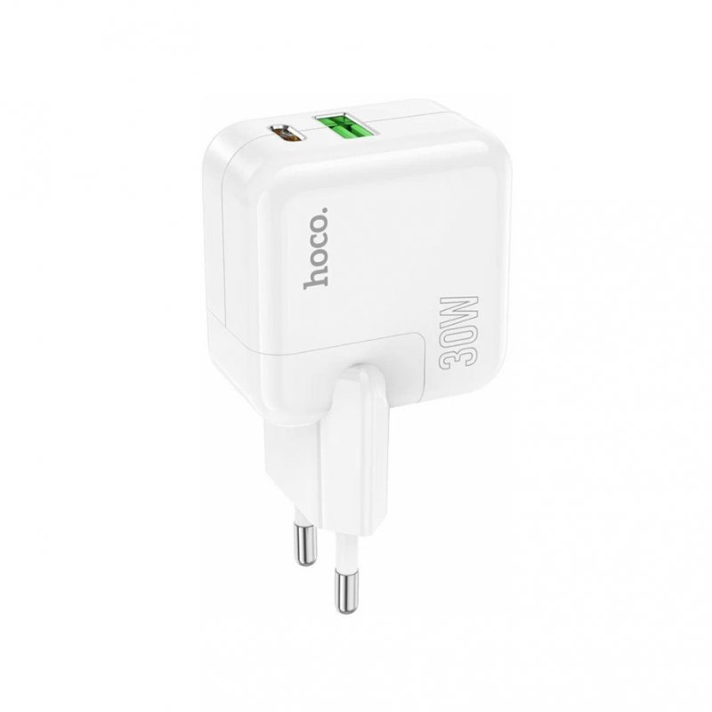 Сетевое зарядное устройство (СЗУ) Hoco C111A QC 3.0 (USB/Type-C PD) 30 Вт/3 А, белый