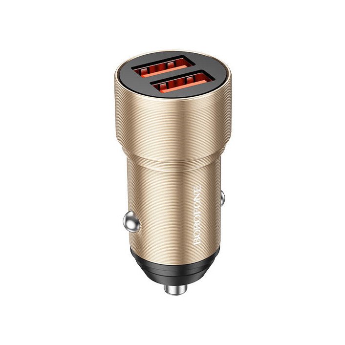 Автомобильное зарядное устройство (АЗУ) Borofone BZ19 (2 USB) 2.4 А, золото