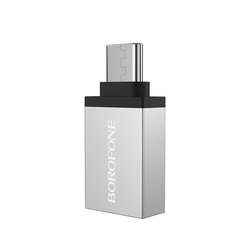 OTG-адаптер Borofone BV3 USB-Type-C, серебро