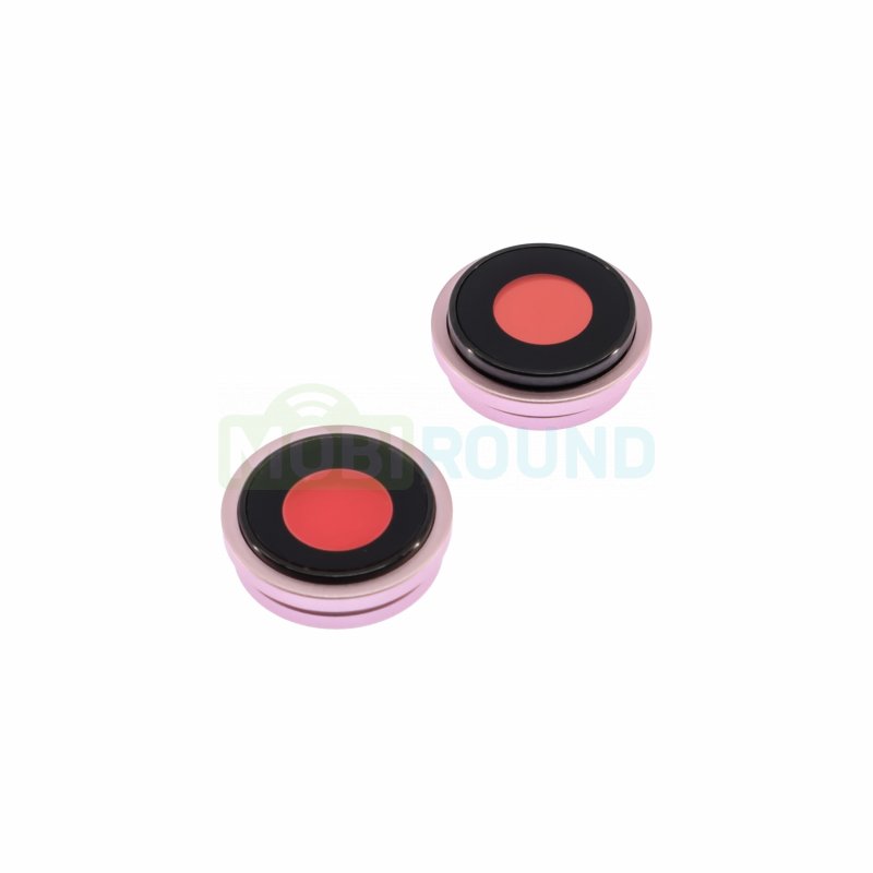 Стекло задней камеры для Apple iPhone 15 / iPhone 15 Plus (в рамке) (комплект 2 шт.) розовый
