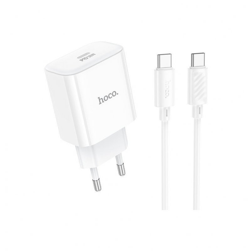 Сетевое зарядное устройство (СЗУ) Hoco C76A Pro (Type-C) + кабель Type-C-Type-C, 30 Вт/3 А, белый