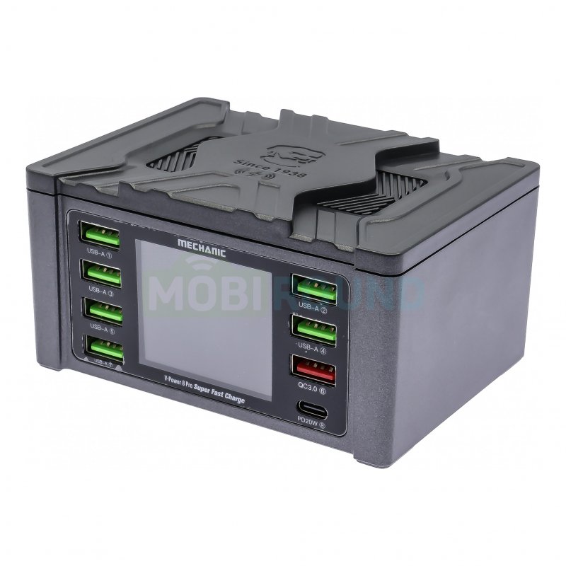 Зарядная станция Mechanic V-Power 8 Pro с беспроводной зарядкой QC 3.0 (110 Вт/6 USB/1 Type-C PD)