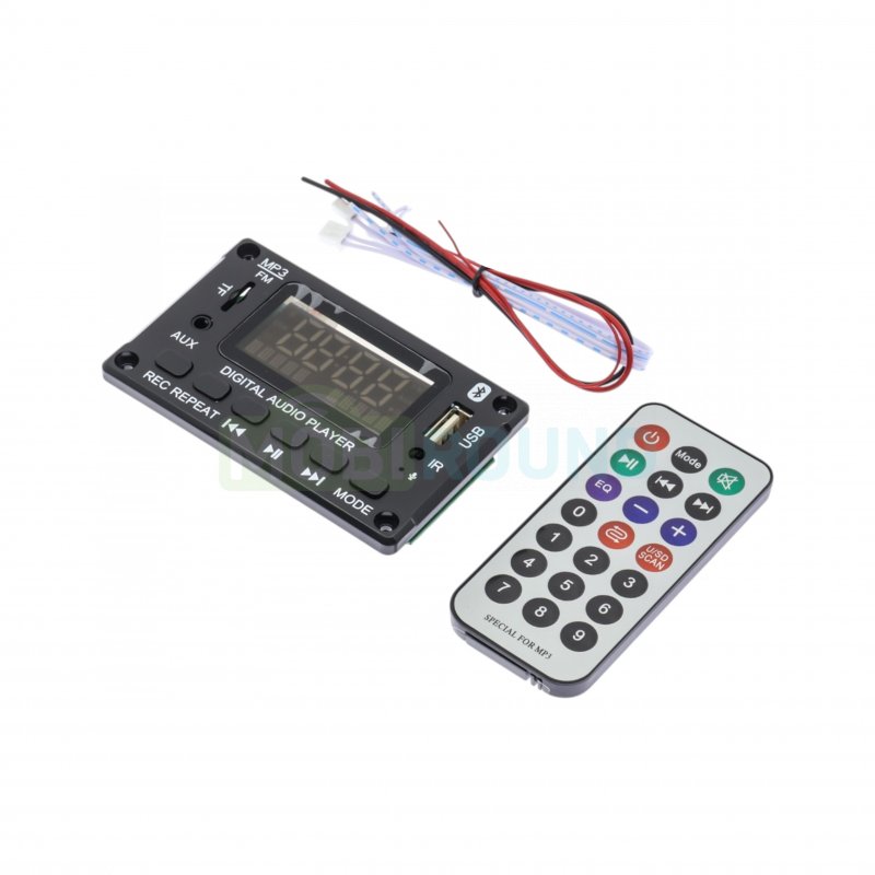 Модуль MP3 USB/microSD/Bluetooth/FM/AUX с пультом и 2x40 Вт Uпит-7-25 В (JQ-D005BTMP3 (CS3835EO))