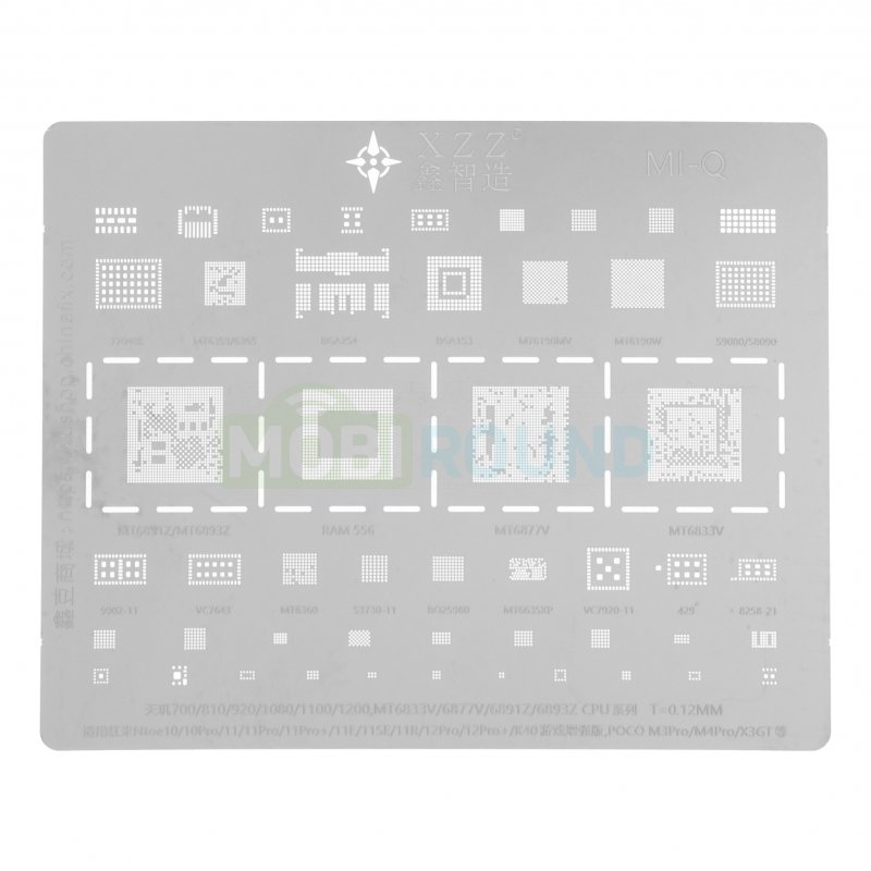 Трафарет BGA XZZ Dimensity 700/810/920/1080/1100/1200 для Xiaomi Redmi Note 10 / Note 10 Pro 4G / Note 11 4G и др.