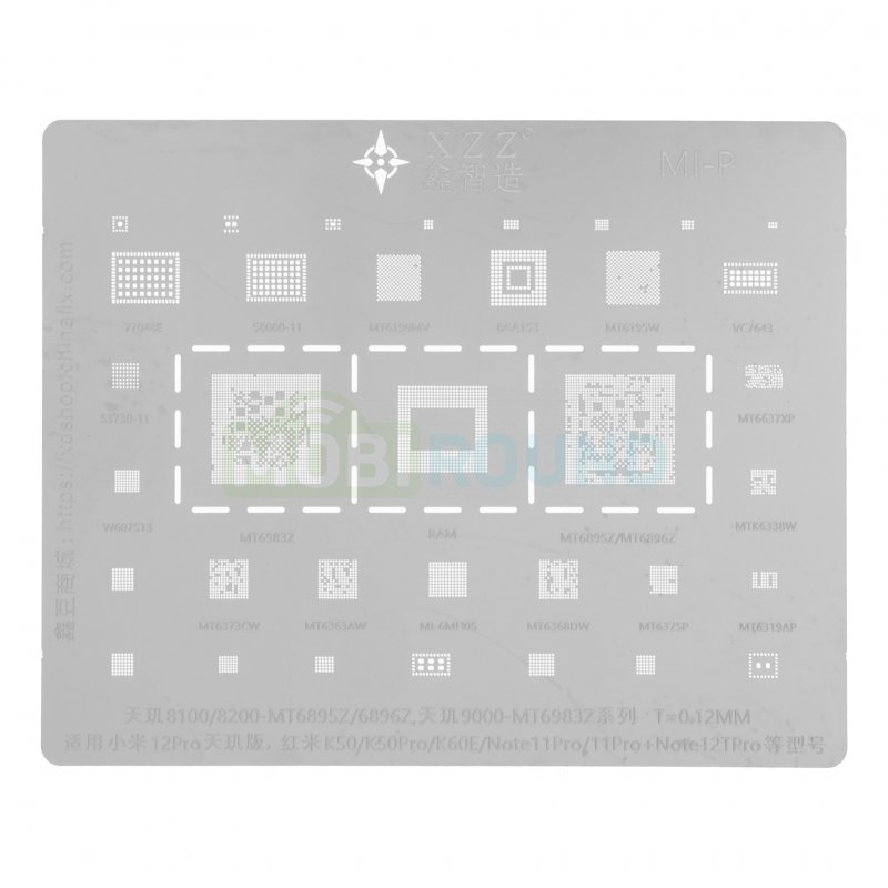 Трафарет BGA XZZ Dimensity 8100/8200 для Xiaomi Redmi Note 11 Pro / Note 11 Pro Plus / Note 12T Pro