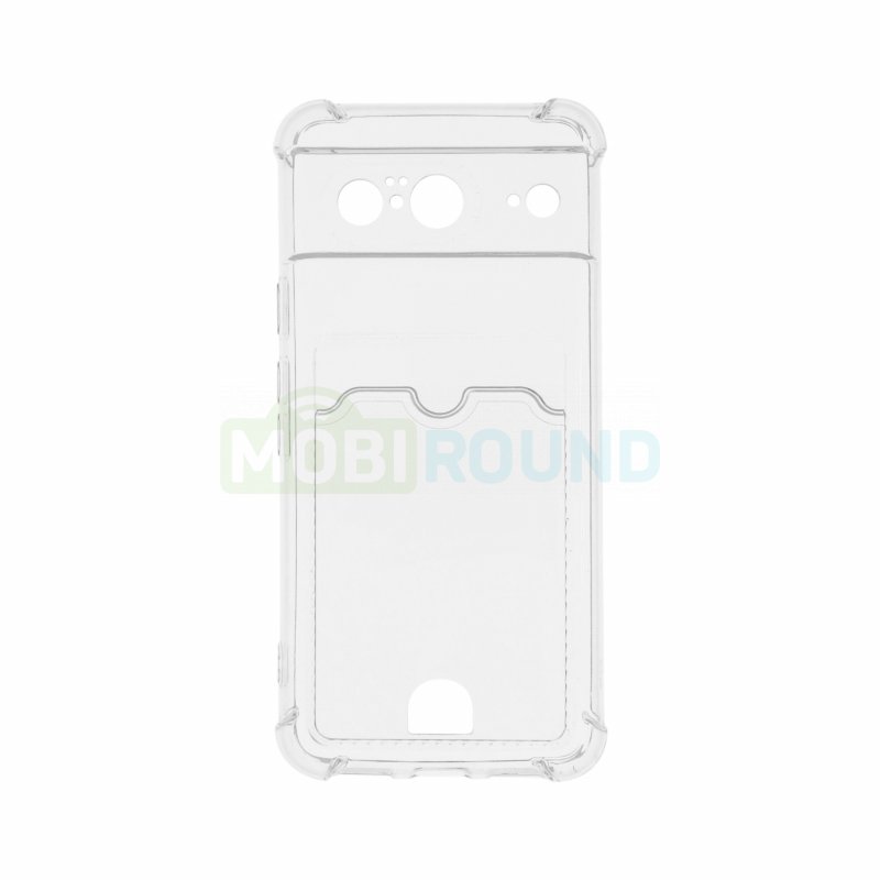 Силиконовый чехол противоударный для Google Pixel 8 (с картхолдером) прозрачный