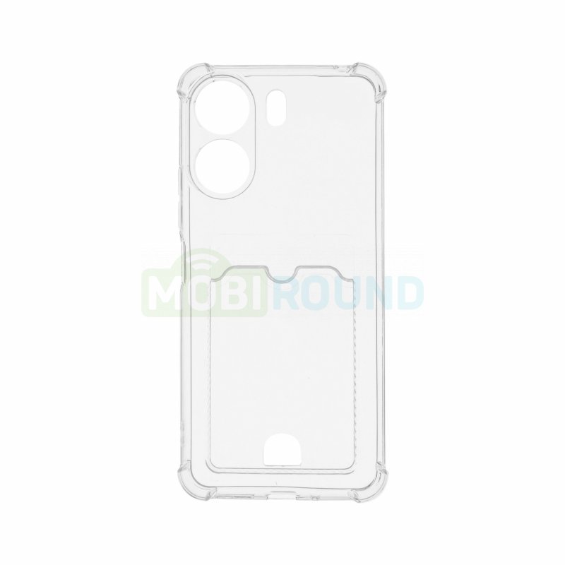 Силиконовый чехол противоударный для Realme C65 (с картхолдером) прозрачный