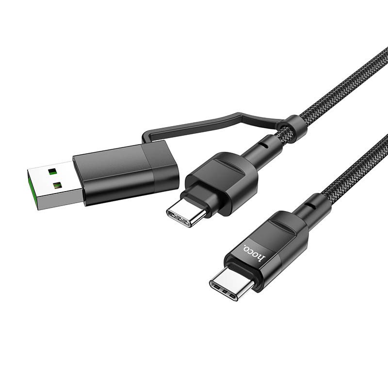 Дата-кабель Hoco U106 Type-C-Type-C/USB (5 А) (PD 100 Вт) 1.2 м, черный