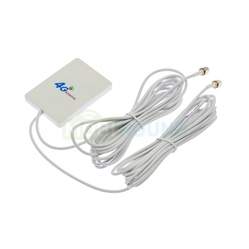 Антенна GSM/4G 700-2700 МГц КСВ 1.5 разъем SMA-J на кабеле RG174 3 м (8 дБи) (7.3x5.3x0.8 см) белый