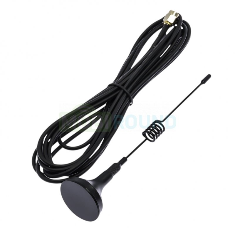 Антенна UHF Ruichi с магнитным основанием 400-470 МГц КСВ 1.5 разъем SMA-J кабель RG174 3 м (5 дБи) Длина: 14.5 см