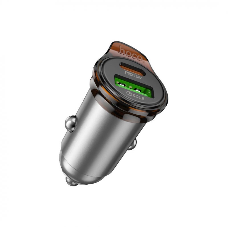 Автомобильное зарядное устройство (АЗУ) Hoco NZ16A QC3.0 (USB/Type-C) 3 A, серый
