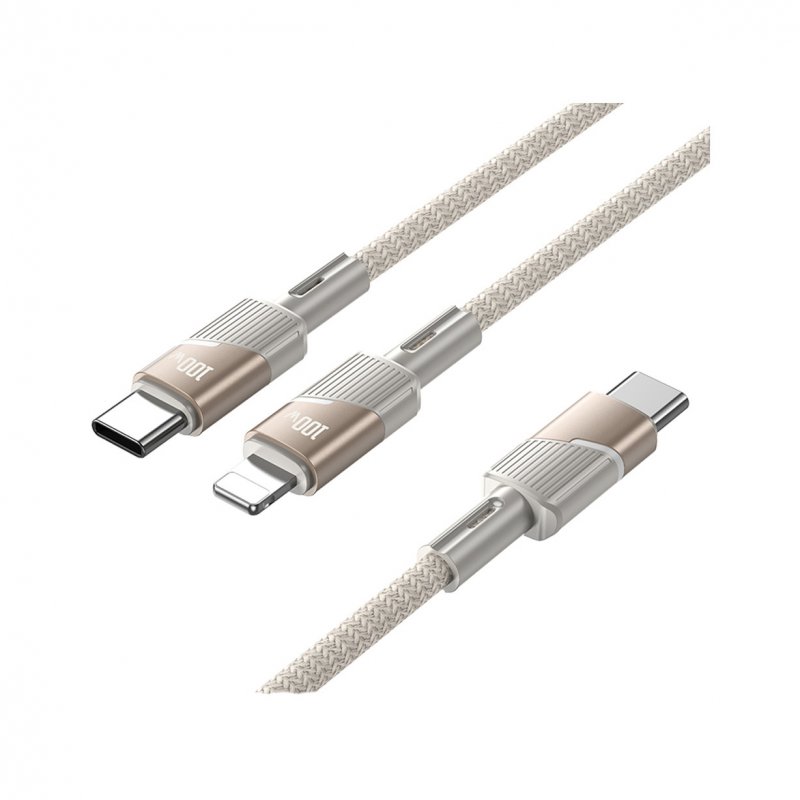 Дата-кабель Hoco U139 Type-C-Type-C/Lightning (5 A) 1.2 м, золото
