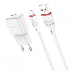 Сетевое зарядное устройство (СЗУ) Borofone BA48A (USB) + кабель MicroUSB, 2.1 А