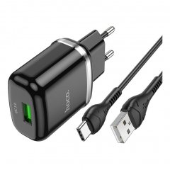 Сетевое зарядное устройство (СЗУ) Hoco N3 Vigour QC 3.0 (USB) + кабель Type-C , 3 А