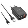 Сетевое зарядное устройство (СЗУ) Hoco C86A (2 USB) + кабель Type-C, 2.4 А