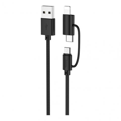 Дата-кабель Hoco X41 (3 в 1) USB-Type-C/Lightning/MicroUSB, 1 м (черный)