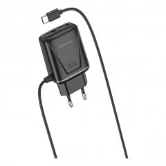 Сетевое зарядное устройство (СЗУ) Borofone BA50A (2 USB) + кабель Type-C, 2.1 А (черный)