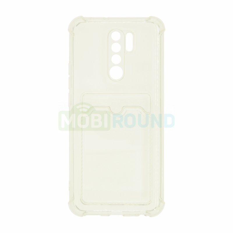 Силиконовый чехол противоударный для Xiaomi Redmi 9 (с картхолдером) прозрачный