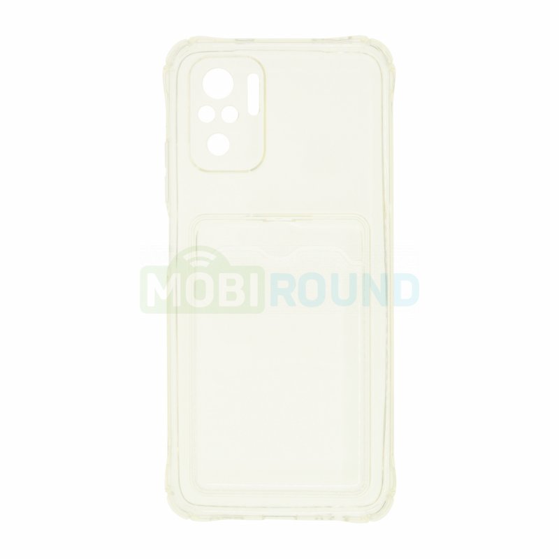 Силиконовый чехол противоударный для Xiaomi Redmi Note 10 / Redmi Note 10S (с картхолдером) прозрачный