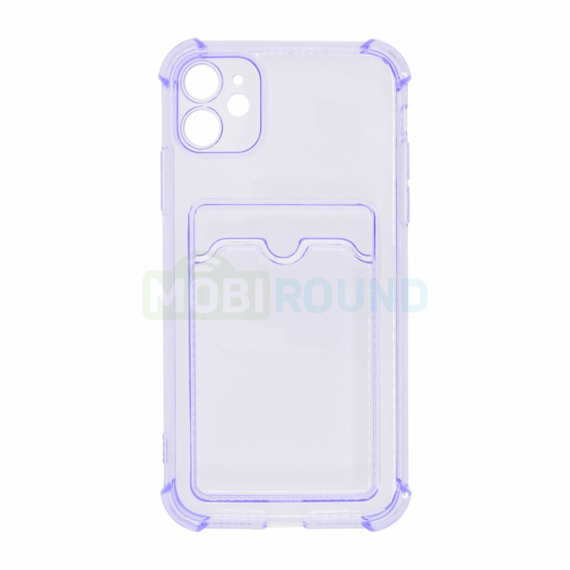 Силиконовый чехол противоударный для Apple iPhone 11 (с картхолдером) фиолетовый