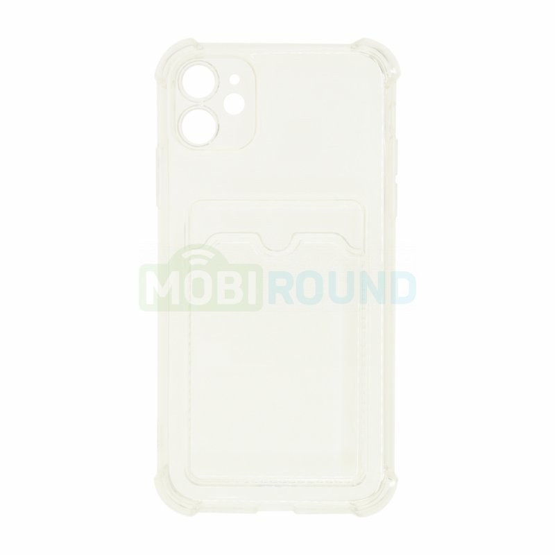 Силиконовый чехол противоударный для Apple iPhone 11 (с картхолдером) прозрачный
