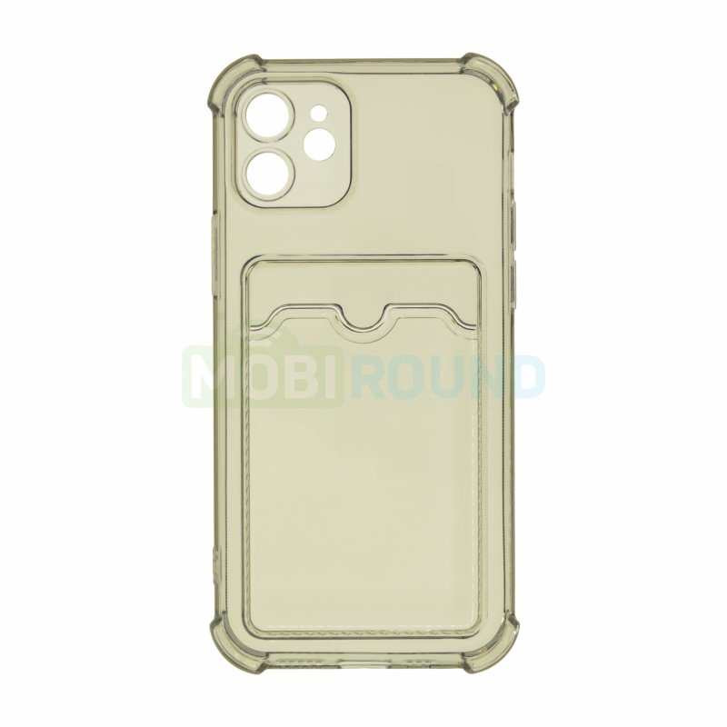 Силиконовый чехол противоударный для Apple iPhone 12 (с картхолдером) черный