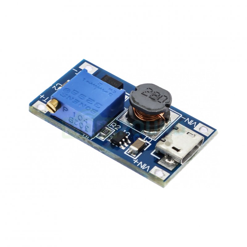 Модуль Step-Up DC-DC преобразователь MT3608 Uвх-2-24 В Uвых-5-28 В Imax-2 А (Micro USB)