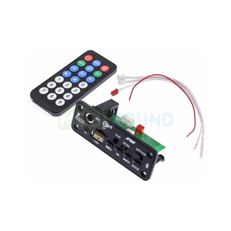 Модуль KH-Q8 MP3(USB/microSD)/Bluetooth/FM/AUX/MIC с пультом и УНЧ 2x3 Вт (AC23BP+2xDC2018) Uпит-5 В