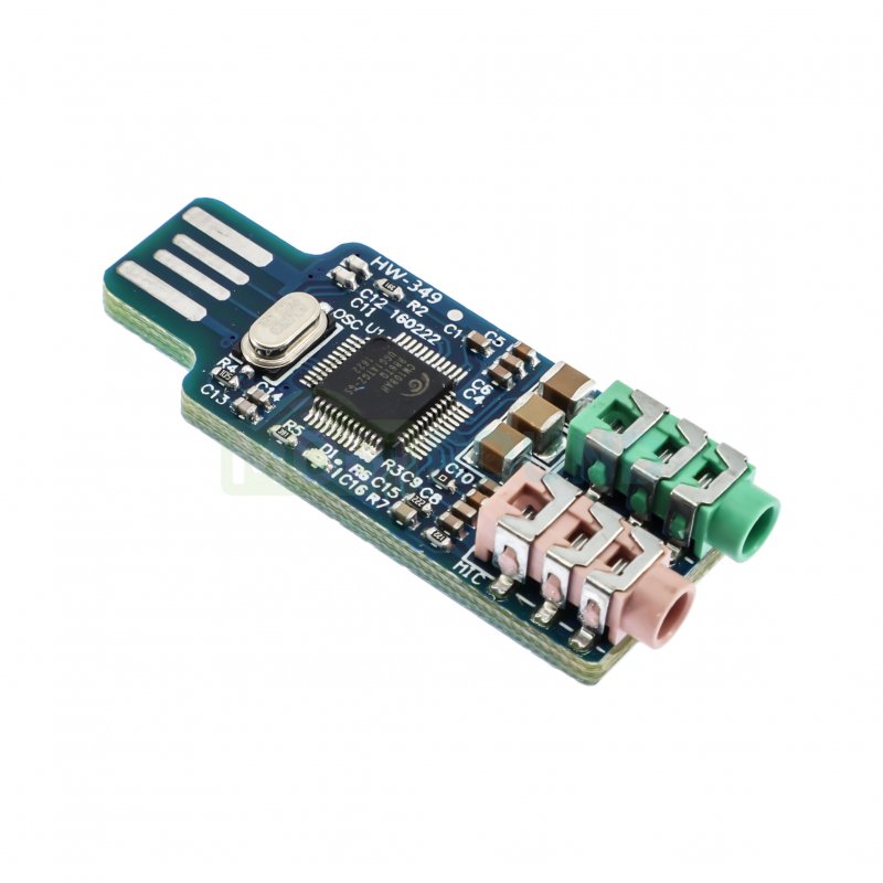 Модуль USB звуковой карты ЦАП/АЦП 16 бит дискретизация 48 K / 44.1 кГц (CM108)