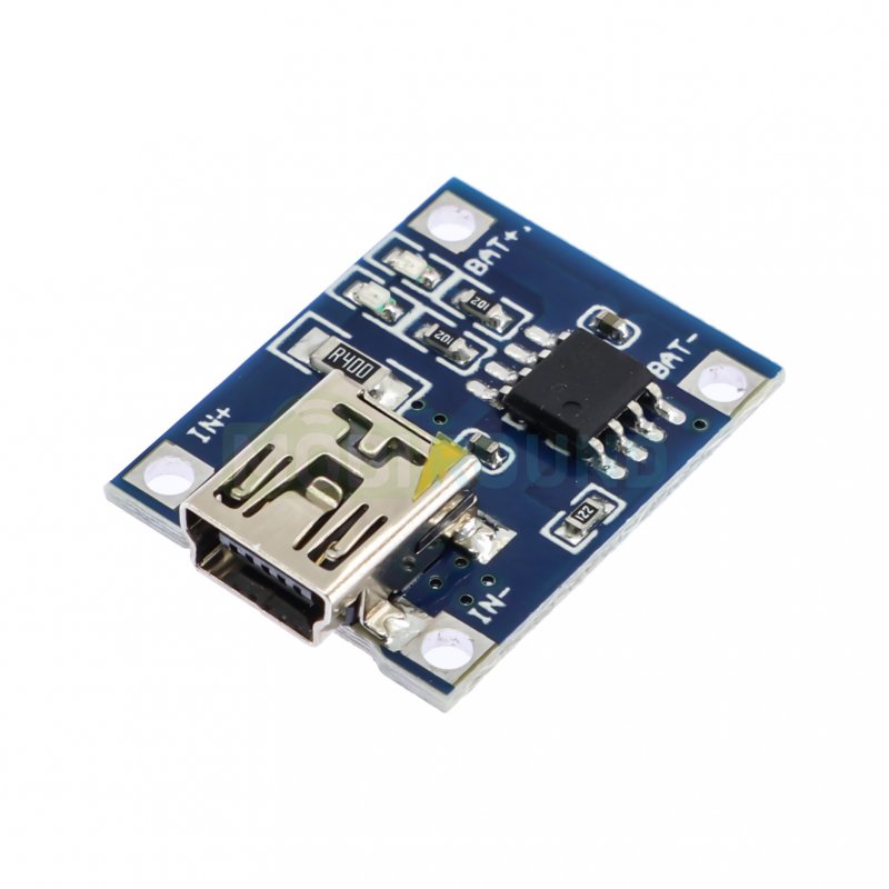 Модуль зарядки Li-Ion аккумуляторов Uвх-5 В Iзар-1 А (MiniUSB) (TP4056)