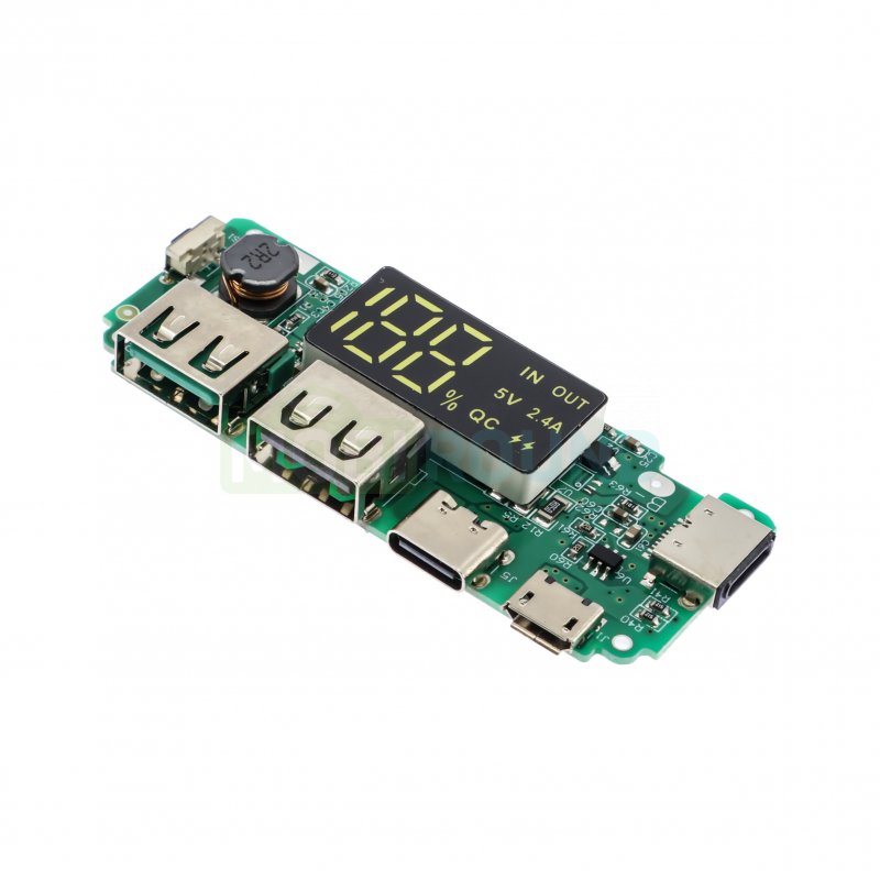 Модуль H961-U Step-Up DC-DC преобразователь Uвх-3.2-4.2 В Uвых-5 В Imax-4 А (2USB / Lightning / Type-C / MicroUSB / контроллер заряда li-ion)