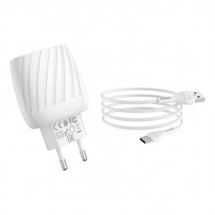 Сетевое зарядное устройство (СЗУ) Hoco C78A (2 USB) + кабель Type-C, 2.4 А (белый)