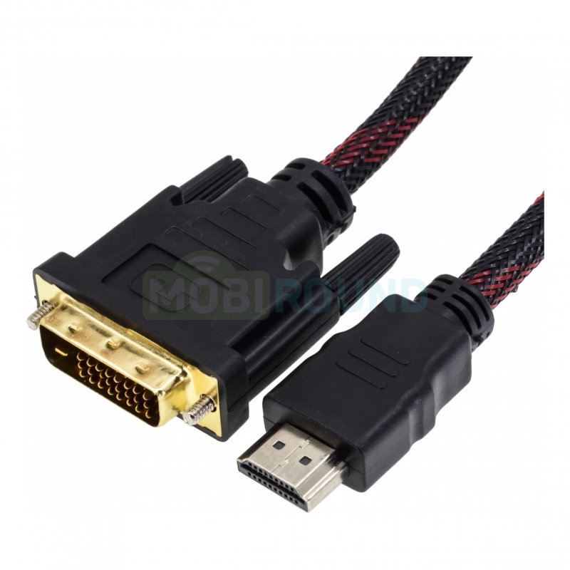 Кабель HDMI-DVI ver. 1.4 (плетеный шнур) 1.5 м