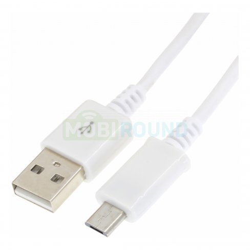 Дата-кабель USB-MicroUSB (длинный коннектор), 1 м (белый)
