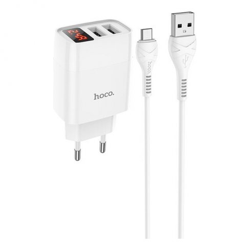 Сетевое зарядное устройство (СЗУ) Hoco C86A (2 USB) + кабель MicroUSB, 2.4 А