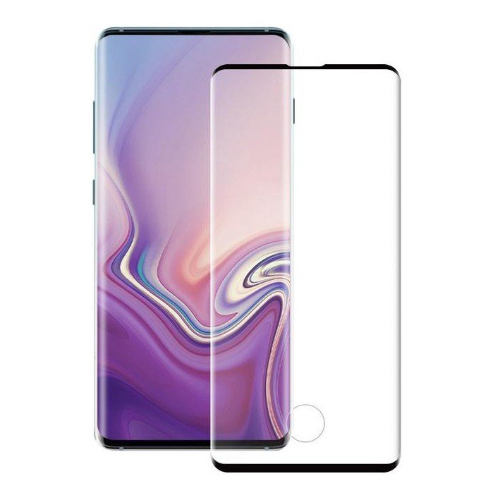 Противоударное стекло 3D для Samsung G998 Galaxy S21 Ultra (полное покрытие / полный клей) (c вырезом для работы отпечатка пальца) черный