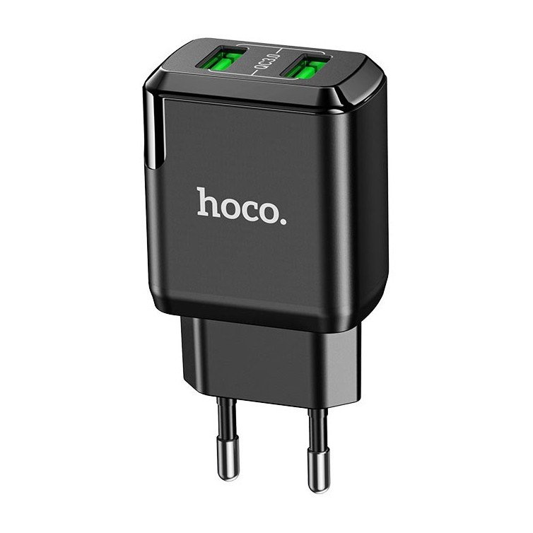 Сетевое зарядное устройство (СЗУ) Hoco N6 (2 USB) 18 Вт/3 А, черный