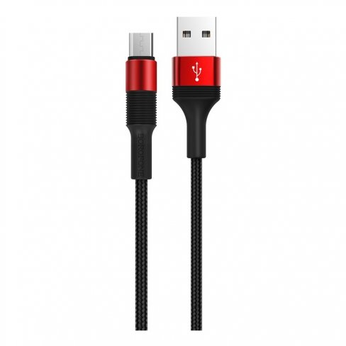Дата-кабель Borofone BX21 USB-MicroUSB, 1 м (черный с красным)